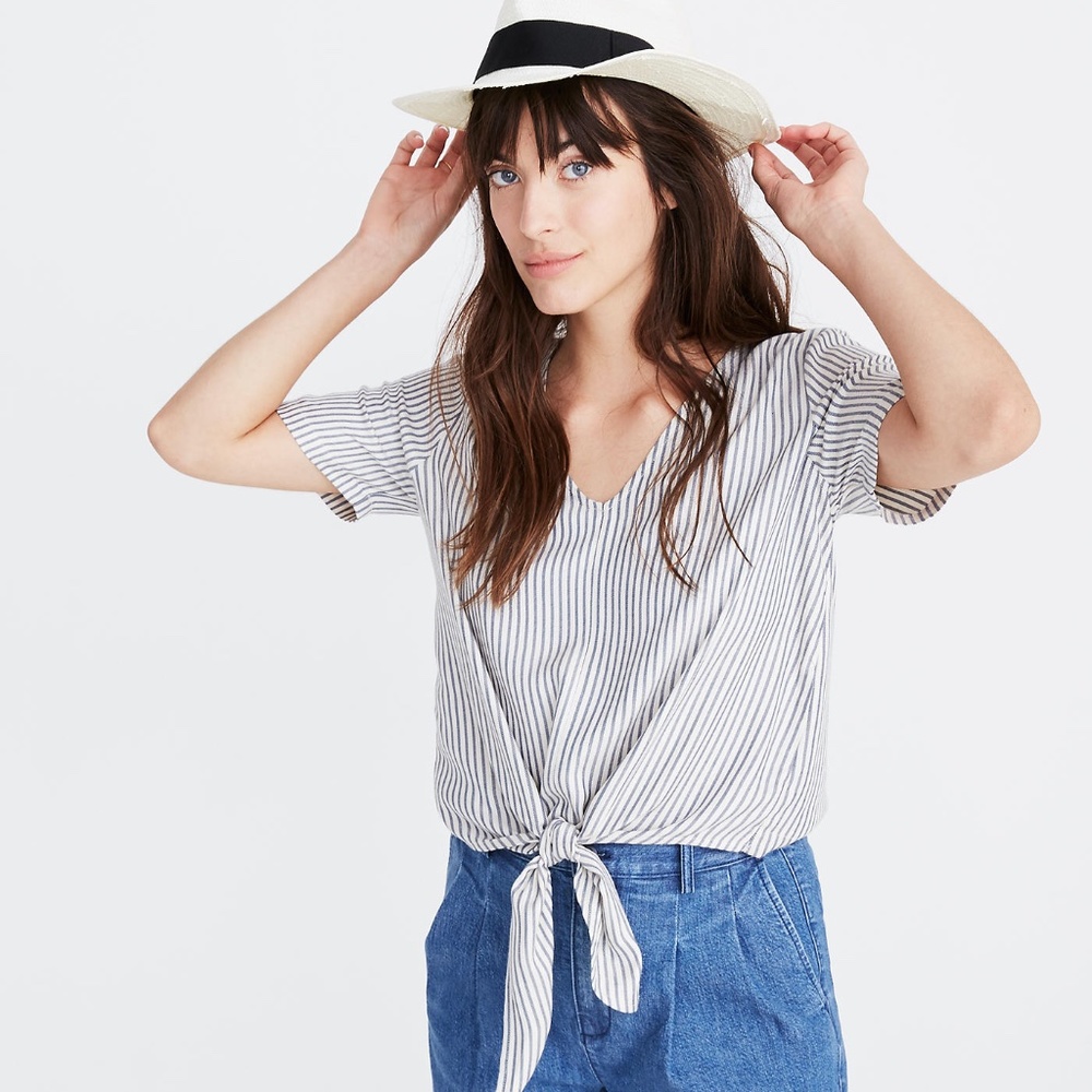 Madewell Tie-Front Top in Stripe